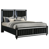Ravenne Velvet Upholstered California King LED Panel Bed Black | Black | 223191KW