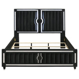 Ravenne Velvet Upholstered California King LED Panel Bed Black | Black | 223191KW