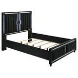 Ravenne 4-piece Velvet Upholstered Queen LED Bedroom Set Black | Gallery | 223191Q-S4 223191KE-S4 223191KW-S4 223191Q-S5 223191KE-S5 223191KW-S5