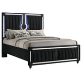 Ravenne Velvet Upholstered Queen LED Panel Bed Black | Queen | Black | 223191Q