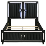 Ravenne Velvet Upholstered Queen LED Panel Bed Black | Queen | Black | 223191Q