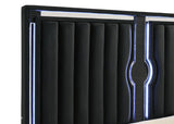 Ravenne Velvet Upholstered Queen LED Panel Bed Black | Queen | Black | 223191Q