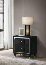 Ravenne 2-drawer Velvet Upholstered LED Nightstand with USB Black | Black | 223192