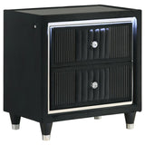 Ravenne 2-drawer Velvet Upholstered LED Nightstand with USB Black | Black | 223192