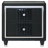 Ravenne 2-drawer Velvet Upholstered LED Nightstand with USB Black | Black | 223192