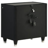 Ravenne 2-drawer Velvet Upholstered LED Nightstand with USB Black | Black | 223192