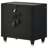 Ravenne 2-drawer Velvet Upholstered LED Nightstand with USB Black | Black | 223192