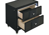 Ravenne 2-drawer Velvet Upholstered LED Nightstand with USB Black | Black | 223192