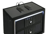 Ravenne 2-drawer Velvet Upholstered LED Nightstand with USB Black | Black | 223192