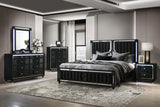 Ravenne 2-drawer Velvet Upholstered LED Nightstand with USB Black | Black | 223192