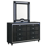 Ravenne 8-drawer Velvet Upholstered LED Dresser and Mirror Black | Black | 223193M