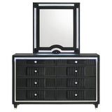 Ravenne 8-drawer Velvet Upholstered LED Dresser and Mirror Black | Black | 223193M