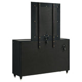 Ravenne 8-drawer Velvet Upholstered LED Dresser and Mirror Black | Black | 223193M
