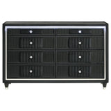 Ravenne 8-drawer Velvet Upholstered LED Dresser Cabinet Black | Black | 223193