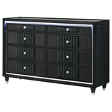 Ravenne 8-drawer Velvet Upholstered LED Dresser Cabinet Black | Black | 223193
