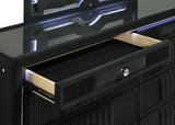 Ravenne 8-drawer Velvet Upholstered LED Dresser Cabinet Black | Black | 223193