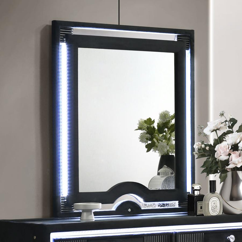 Ravenne Velvet Upholstered LED Dresser Mirror Black