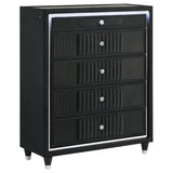 Ravenne 5-drawer Velvet Upholstered LED Chest of Drawers Black | Black | 223195