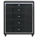 Ravenne 5-drawer Velvet Upholstered LED Chest of Drawers Black | Black | 223195