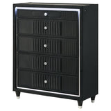 Ravenne 5-drawer Velvet Upholstered LED Chest of Drawers Black | Black | 223195