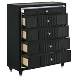 Ravenne 5-drawer Velvet Upholstered LED Chest of Drawers Black | Black | 223195