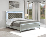 Gunnison Wood Eastern King LED Panel Bed Silver Metallic | Silver | Silver Metallic | 223211KE