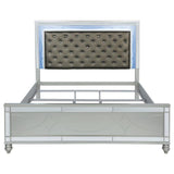 Gunnison Wood Eastern King LED Panel Bed Silver Metallic | Silver | Silver Metallic | 223211KE