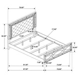 Gunnison Wood Eastern King LED Panel Bed Silver Metallic | Silver | Silver Metallic | 223211KE