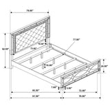 Gunnison Wood California King LED Panel Bed Silver Metallic | Silver | Silver Metallic | 223211KW