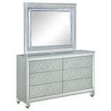 Gunnison 6-drawer Dresser with Mirror Silver Metallic | King | Silver | Silver Metallic | 223213M