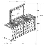 Gunnison 6-drawer Dresser with Mirror Silver Metallic | King | Silver | Silver Metallic | 223213M