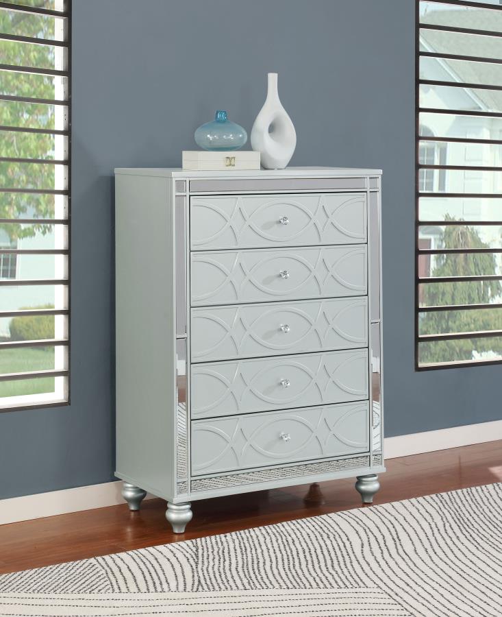 Gunnison 5-drawer Bedroom Chest Silver Metallic | Silver | Silver Metallic | 223215
