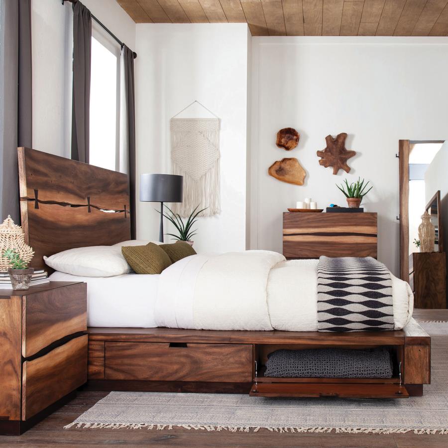 Winslow Wood Queen Storage Panel Bed Smokey Walnut | Queen | Brown | Smokey Walnut | 223250SQ