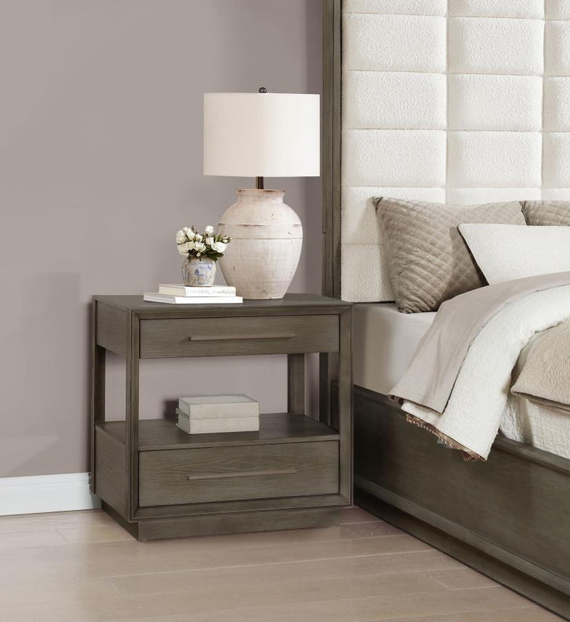 Durango 2-drawer Nightstand Bedside Table Taupe Oak