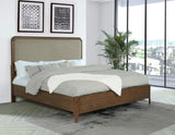 Maderia 57-inch Upholstered Eastern King Panel Bed Walnut | Brown | Walnut | 223321KE