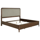 Maderia 57-inch Upholstered Eastern King Panel Bed Walnut | Brown | Walnut | 223321KE