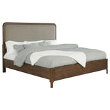 Maderia 57-inch Upholstered Eastern King Panel Bed Walnut | Brown | Walnut | 223321KE