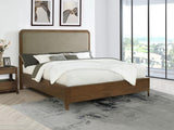 Maderia 57-inch Upholstered California King Panel Bed Walnut | Brown | Walnut | 223321KW