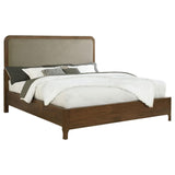 Maderia 57-inch Upholstered California King Panel Bed Walnut | Brown | Walnut | 223321KW