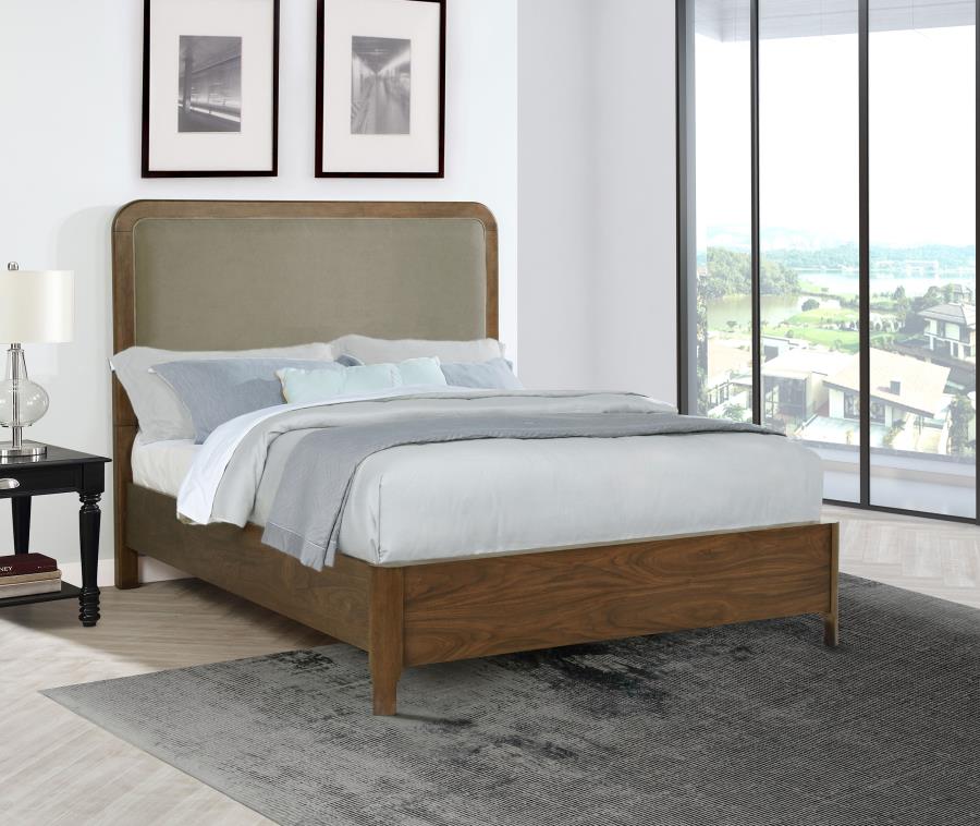 Maderia 57-inch Upholstered Queen Panel Bed Walnut | Queen | Brown | Walnut | 223321Q