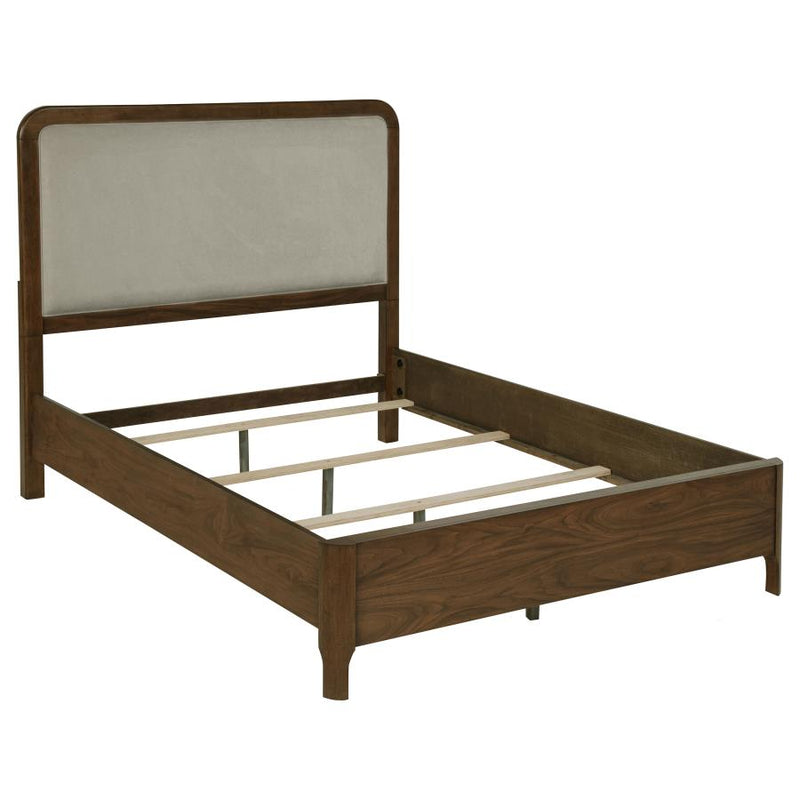 Maderia 57-inch Upholstered Panel Bed Walnut