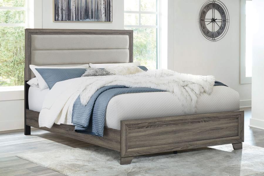 Wright 52-inch Upholstered Queen Bed Brown Oak | Queen | Brown | Brown Oak | 223341Q