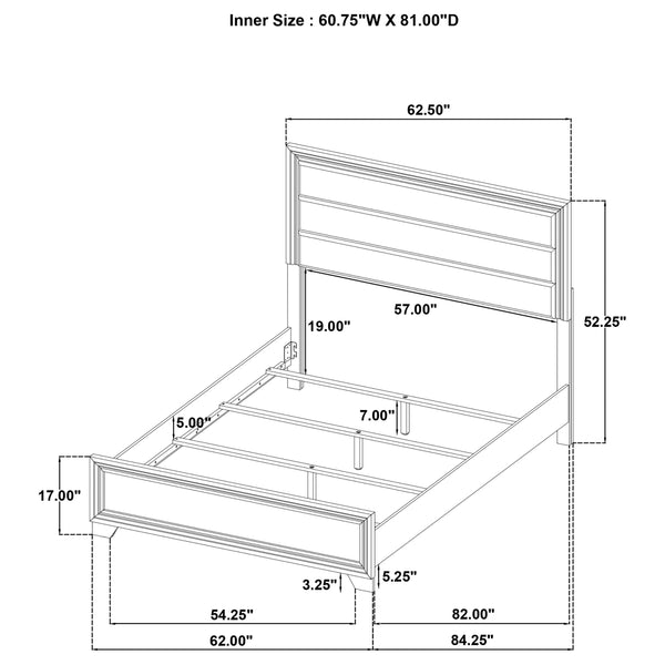 Dawson 52-inch Upholstered Queen Bed Brown Oak