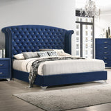 Melody Upholstered Eastern King Wingback Bed Pacific Blue | Blue | Pacific Blue | 223371KE