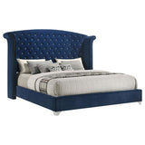 Melody Upholstered Eastern King Wingback Bed Pacific Blue | Blue | Pacific Blue | 223371KE