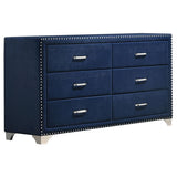 Melody 6-drawer Upholstered Dresser Pacific Blue | Blue | Pacific Blue | 223373