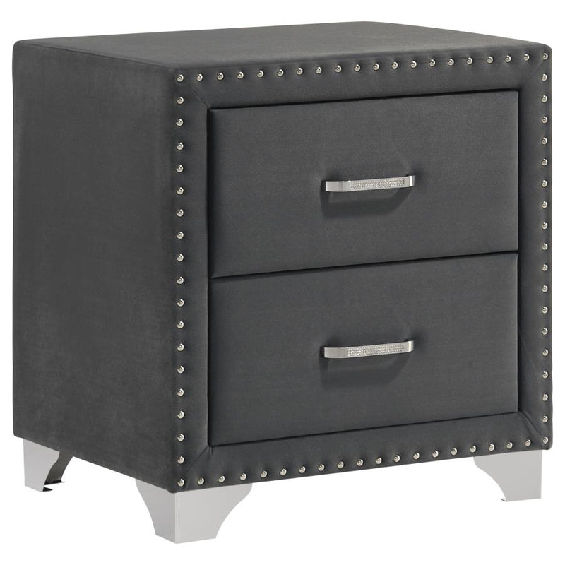 Melody Upholstered 2-drawer Nightstand Grey