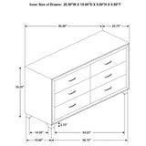 Melody 6-drawer Upholstered Dresser Grey | Grey | 223383