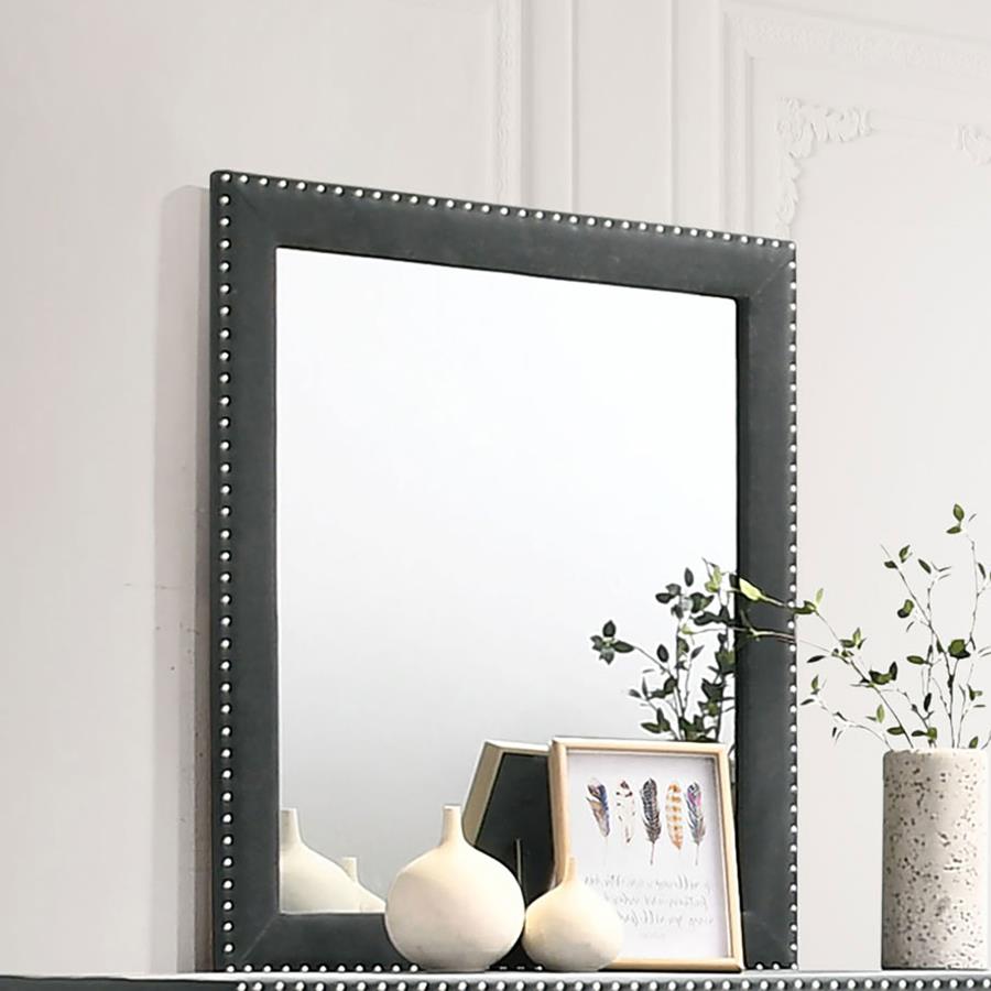 Melody Upholstered Dresser Mirror Grey | Grey | 223384
