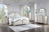 Evangeline Wood Eastern King LED Panel Bed Silver Oak | Silver | Silver Oak | 223391KE
